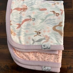 Copper Pearl Mermaid and Polka Dot Reversible Baby Lovey Blankets